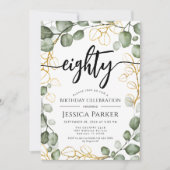 Invitation Eucalyptus Wreath 80e fête d'anniversaire (Devant)