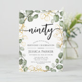 Invitation Eucalyptus Wreath 90e fête d'anniversaire (Debout devant)