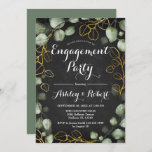 Invitation Eucalyptus Wreath Chalkboard<br><div class="desc">Elégante invitation à la fête de fiançailles botaniques. Le design classique comprend un motif en damier,  une aquarelle peinte à la main,  une couronne d'eucalyptus et une police de script.  Personnalisez avec vos propres détails. Message-moi si vous avez besoin d'une personnalisation plus poussée.</div>