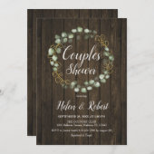 Invitation Eucalyptus Wreath Couples Rustiques Douche (Devant / Derrière)