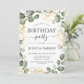 Invitation Eucalyptus Wreath N'importe quel âge Anniversaire (Debout devant)