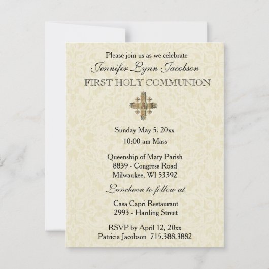Invitation Eucharistie catholique Première communion (Dos)