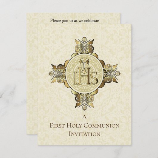 Invitation Eucharistie catholique Première communion (Devant / Derrière)