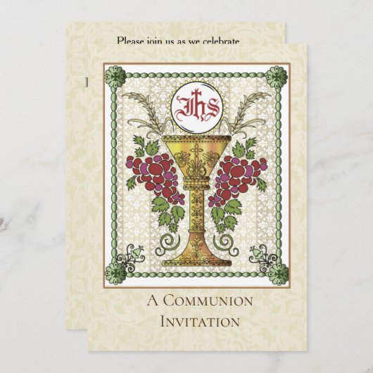 Invitation Eucharistie catholique Première communion (Devant / Derrière)