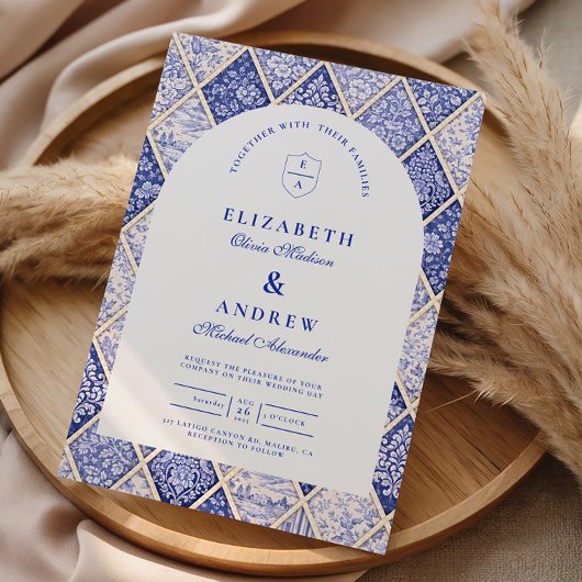 Invitation European Delft Tile Wedding