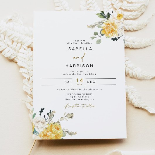 Invitation EVA Yellow Spring Watercolor Mariage Floral