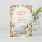 Invitation Évasion de mariage tropicale luxe rose doré (Debout devant)