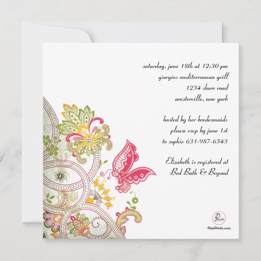 Invitation évasive de Fête de la mariée de (Dos)