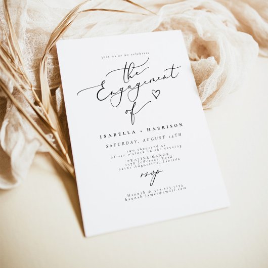 Invitation EVELYN Elegant Calligraphie Script Engagement Part