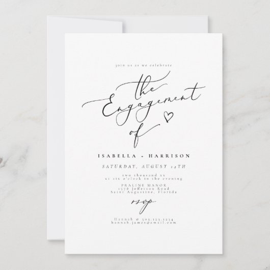 Invitation EVELYN Elegant Calligraphie Script Engagement Part (Devant)