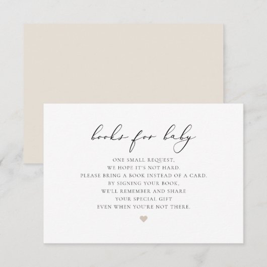 Invitation EVELYN Elegant Calligraphy Livres pour Baby Card (Devant / Derrière)