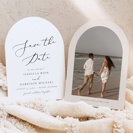 Invitation EVELYN Modern Script Arched Enregistrer la date