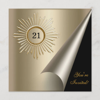 Invitation Événement 21e anniversaire Bronze Or Noir