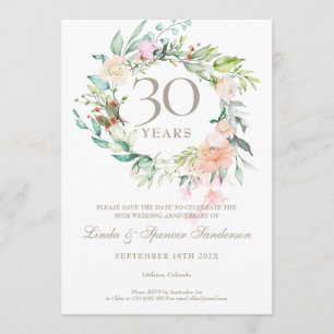 Invitation Événement 30e Anniversaire de Mariage Fleurs de Ro