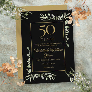Invitation Événement 50e Anniversaire Golden Save the Date Vé