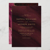 Invitation Événement à retenir en calligraphie Bourgogne et O (Devant / Derrière)