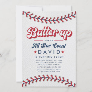 Invitation Événement Baseball Batteur Étoile