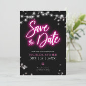 Invitation Événement Bat Mitsva Thème Néon Rose Chaud Enregis (Debout devant)