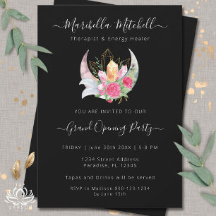 Invitation Événement commercial Boho Moon Cristaux Plumes Fle
