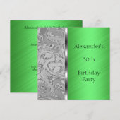 Invitation Événement d'anniversaire abstrait gris et vert (Devant / Derrière)