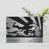 Invitation Evénement d'anniversaire sur le thème de la moto a (Debout devant)