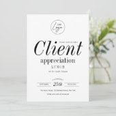 Invitation Événement d'appréciation client - Logo minimaliste (Debout devant)