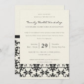 INVITATION ÉVÉNEMENT D'ATELIER CLASSIQUE BLACK & WHITE DAMASK (Devant / Derrière)