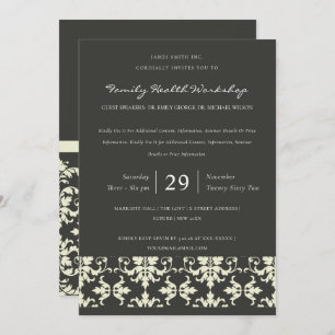 INVITATION ÉVÉNEMENT D'ATELIER CLASSIQUE BLACK WHITE DAMASK