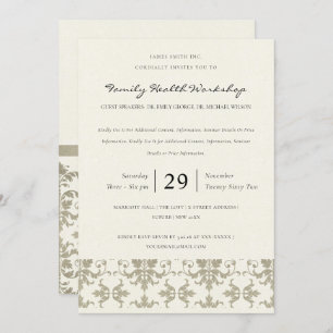 INVITATION ÉVÉNEMENT D'ATELIER CLASSIQUE FAUX SILVER DAMASK