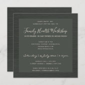 INVITATION ÉVÉNEMENT D'ATELIER DE LIGNE DE STRIPE NOIRE GRAY (Devant / Derrière)