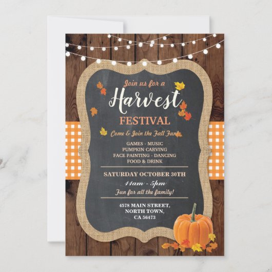 Invitation Événement de citrouille de fête de la récolte à ca (Devant)