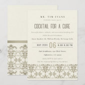 Invitation Événement de cocktail séminaire en argent damassé (Devant / Derrière)