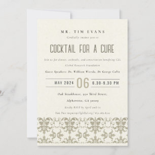 Invitation Événement de cocktail séminaire en argent damassé 