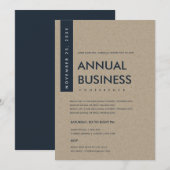 INVITATION ÉVÉNEMENT DE CONFÉRENCE KRAFT BLANC NAVY MINIMAL M (Devant / Derrière)
