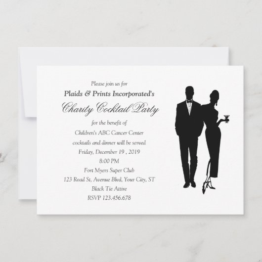 Invitation Événement de cravate noire de dîner de charité (Devant)