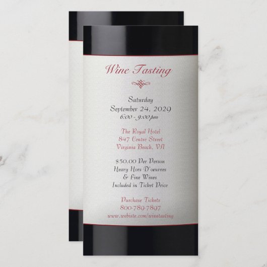 Invitation Événement de dégustation de vin (Devant / Derrière)