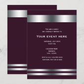 Invitation Événement de dîner élégant Marron et Argent (Devant / Derrière)