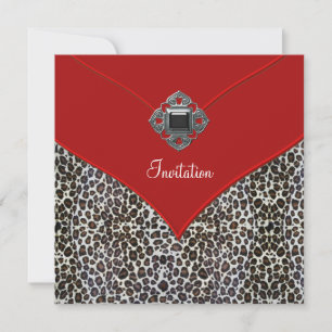 Invitation Événement de fête à tout occasion Rouge Léopard