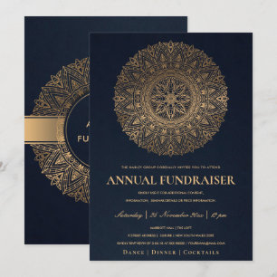 INVITATION ÉVÉNEMENT DE FÊTE D'ENTREPRISE MANDALA ORNÉ OR NAV