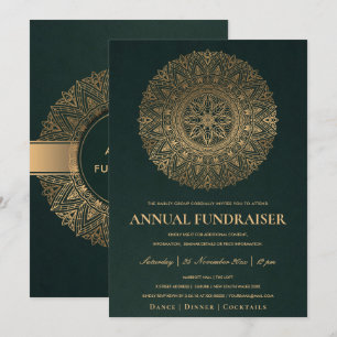 INVITATION ÉVÉNEMENT DE FÊTE D'ENTREPRISE MANDALA ORNÉ OR VER