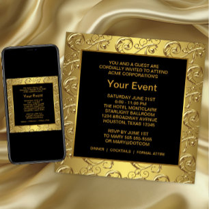 Invitation Événement de fête d'entreprise Or et Noir