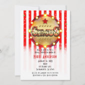 Invitation Événement de fête foraine rouge blanc et or rayé (Devant)