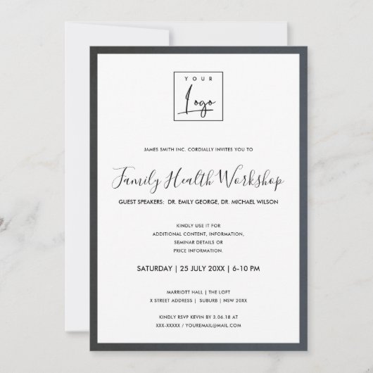 INVITATION ÉVÉNEMENT DE GALA D'ATELIER EN SOIE GRIS BLEU GLAM (Devant)