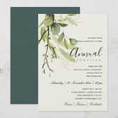 INVITATION ÉVÉNEMENT DE LA FÊTE LEAFY GREEN GOLD FOLIAGE (Devant / Derrière)