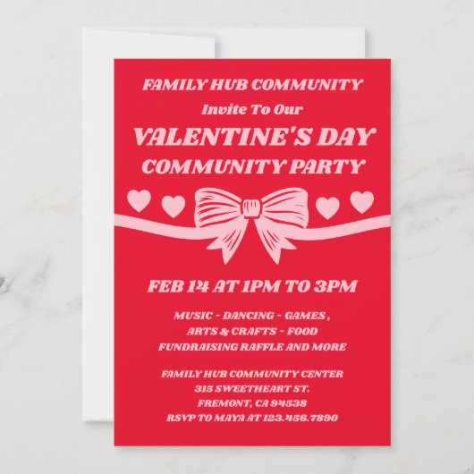 Invitation Événement de la Saint-Valentin communautaire (Devant)