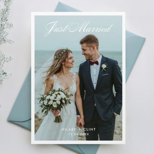 Invitation Événement de mariage élégant tout juste marié Phot