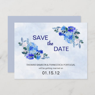 Invitation Événement de mariage floral aquarelle bleu royal à