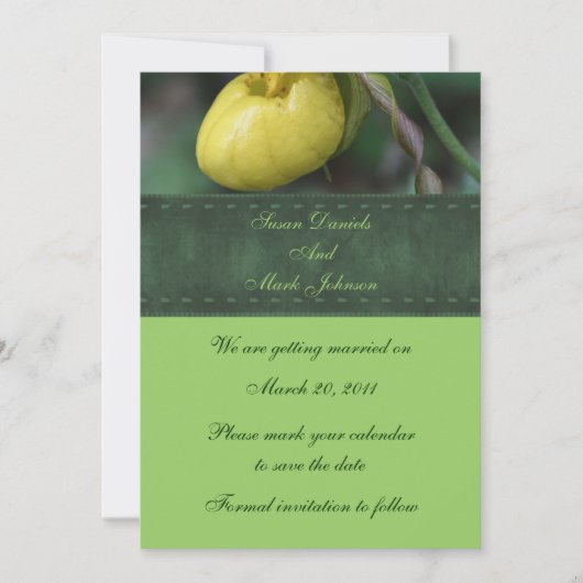 Invitation Événement de mariage floral de sabot de dame jaune (Devant)