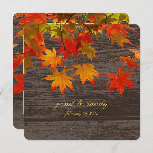 Invitation Événement de PixDezines, feuilles d'érable rustiqu (Devant / Derrière)