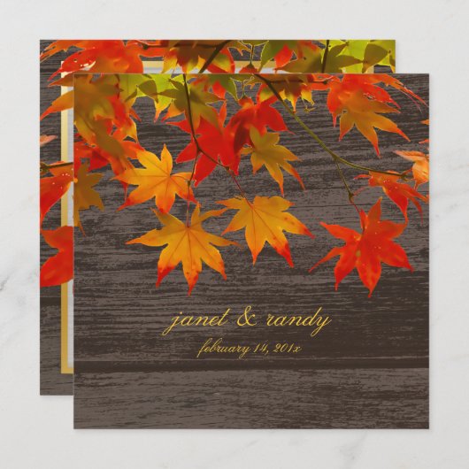 Invitation Événement de PixDezines, feuilles d'érable rustiqu (Devant / Derrière)